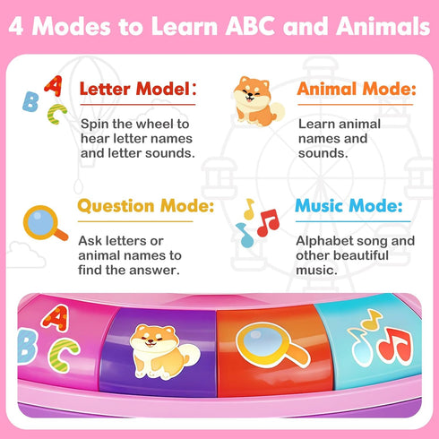 1 12-18 1-3 Learning Toy for Year Old Girls, Interactive Spin and Sing Musical Toys for Toddler Months, Learning Games