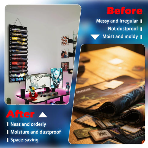 DHRRDE 2 12+1 (12 Playmat Tube for MTG - Portable Hangable Door Organizer with Hooks, Fits for Card Game Storage