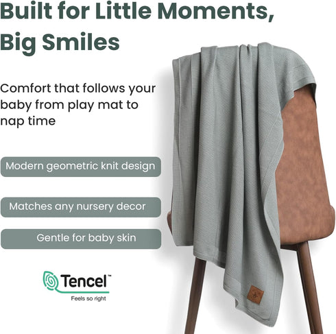 30x40 Inches Hypoallergenic Baby Blanket - Green, Oeko-TEX Certified, Thermal-Regulating, Soft Knit for Girls & Boys