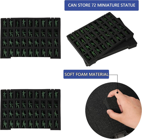 Portable Miniature Figure Storage & Carrying Case, 4 Foam Layers fits 108 Infantry Minis & Pick & Pluck for Large