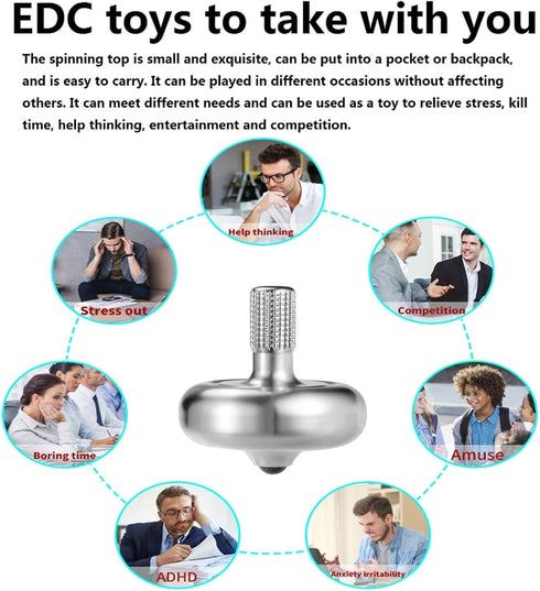 10 Premium Precious Titanium Spinning Top, Spin Long Time Exceed Minutes, Perfect Balance, Well Made Metal Kinetic Desk