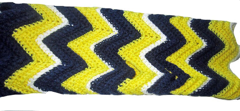 Crochet Baby Blanket for Car Seats - Navy, White & Yellow
