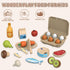 Set 3 Wooden Play Food Toys for Kids - Pretend Play Kitchen Accessories Toy for Toddlers, Cutting Fruits Vegetables