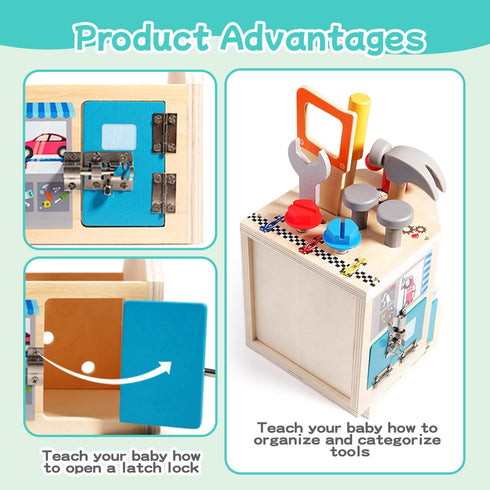 Set 33 3 Set GAIETYDIY Toddler Tool - PCS Wooden Kids Tools with Box/Bench/Tool House, Montessori Educational Pretend