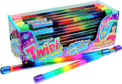 (12 12 Inch 2002-12p JA-RU Glitter Wand Girls Rainbow Baton Toy Baton) Wand Baton Spiral Fidget Toys for Kids. Magic