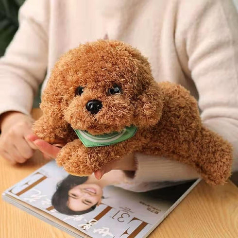 Dog Stuffed Animal, Golden Doodle Puppy Plush Toy, 11 Inches, Realist Weighted Soft Gift for Kids (Brown Color)