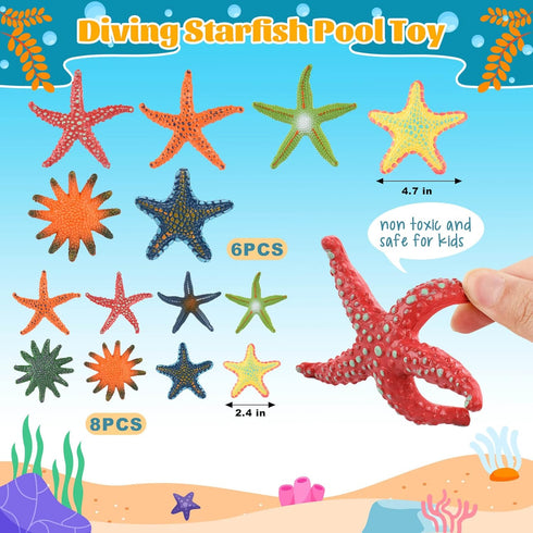 14 Set Summer Swimming Set, Swimming ZAUGONTW Pieces Diving Starfish Pool Toy, Colorful Starfish Diving Toys Starfishs