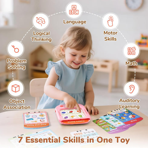 156 20 2-6 JoyCat Kids Learning Tablet, Pages Tap-to-Read Flash Cards with Interactive Games, Montessori Toy