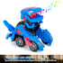 Transforming Dinosaur LED Car Toy, 2 in 1 Automatic Dino Transformer, Kids Ages 3-12, Blue, with Lamps