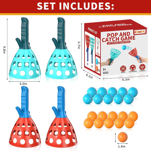 Bennol Outdoor Game Toys for Kids, 20 Balls Pop Pass Catch Ball Game for Boys Ages 3-8 for Outside Fun