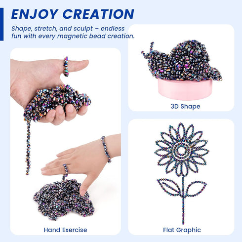 1100PCS 5mm LovesTown Ferrite Putty Stones, Fidget Magnetic Beads Desk Toys for Men Women Teens Office Party Colorful