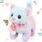Easfan Walking Kitty Plush Toy, Electric Interactive Rainbow Cat Stuffed Animal, Meowing Kitten Pet Toy for Kids