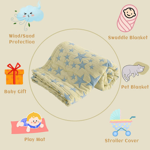 3 30"x40", NTBAY Layer Toddler Blanket, Muslin Cotton Jacquard Bed Blankets, Lightweight Thermal Baby Blanket, Super