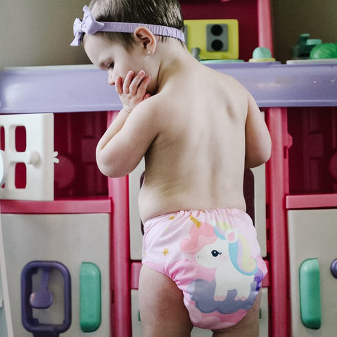 6pcs+ 6pcs 6YDG08 babygoal Reusable Cloth Diapers for Girls, Adjustable Washable Nappy Microfiber Inserts+One Wet Bag