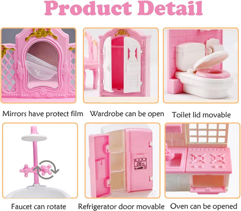 Thildani 35 Set 1:12 Toddler3Y+ Set) Pcs Dollhouse Furniture Accessories Mini House Furniture Small Dollhouse Miniature