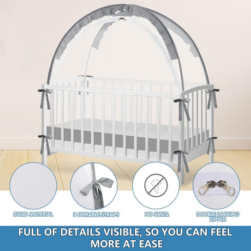 Zkaitoy Crib Tent - Crib Net to Keep Baby in, Stop Baby from Climbing Out of Crib, Pop Up Baby Crib Tent with Double