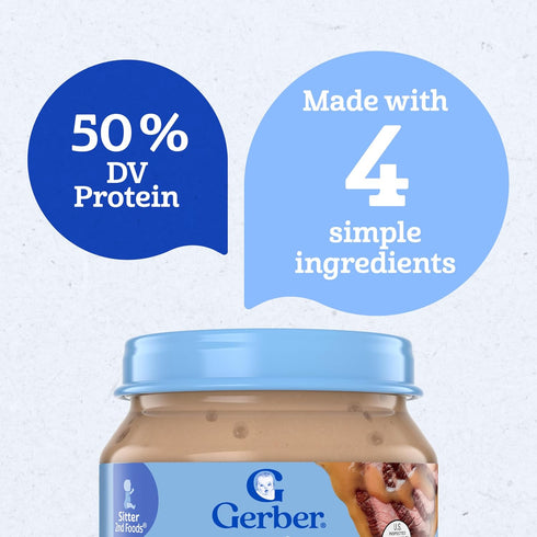 2 10-Pack Gerber Stage Baby Food, Beef and Gravy Jar, Baby Food Meat Puree, Baby Mealtime, Baby Puree Jars Glass