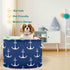 visesunny Classic Anchor Dark Blue Collapsible Basket Storage Bin with Durable Cotton Handles, Home Organizer for
