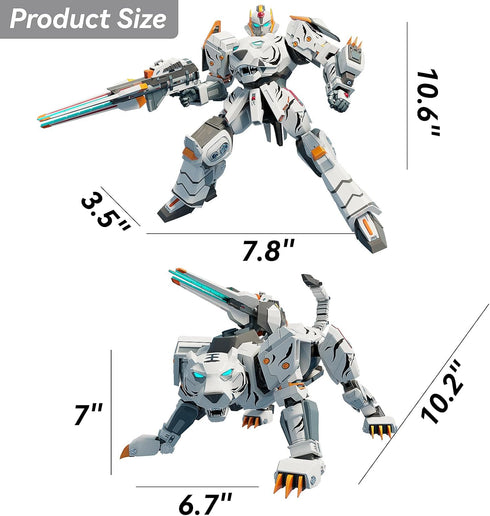 CSDCSD 6-12 Animals Transforming Robots Toy for Kids Deformation Tiger Action Figure Deformation Tiger Model, Portable