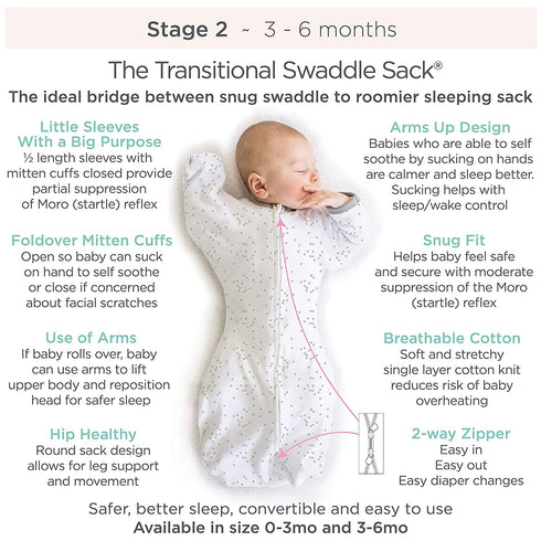 Set, 6-9 Amazing Baby Gift On Safari and Sterling, Mo Transitional Swaddle Sack with Arms Up Half-Length Sleeves