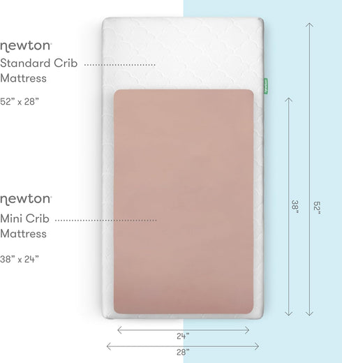(2-Pack) 24" 38", Newton Baby Fitted Mini Crib Sheets | Organic Muslin Cotton, Breathable & Soft Baby Sheets, Washable