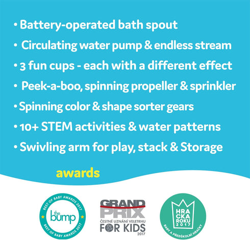 1-3) 3 Yookidoo Bay Bath Toddler Toys (Ages - Stackable Cups, Spinning Gears, Hose & Spout for Water Play - Mold Free