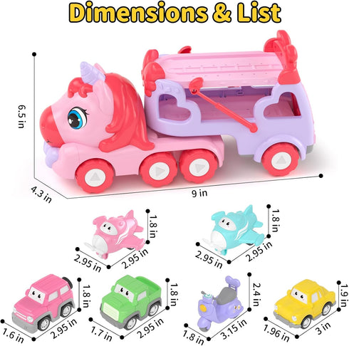 1 2 3 7-in-1 1-3 2-4, 1 2 3 newcrave Toys for Year Old Girl, Carrier Truck with Light & Music, Toddler Girl Toys Age +