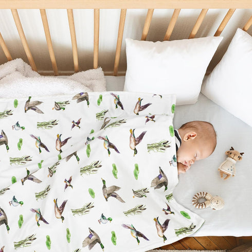 HunnmingRe 30 40 Inch(Duck) Mallard Duck Baby Blanket for Boys Girls Double Layer Minky with Dotted Backing Soft