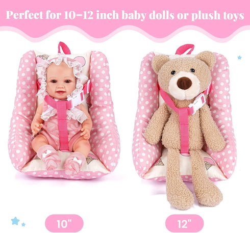 Set 1012 Inch BABESIDE Baby Doll Carrier Realistic Baby Doll Accessories with Carrier, Bib, Rattle, Bottle & Feeding