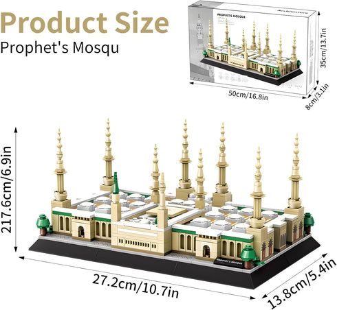 CSNRHG Set 6+ 594 Medina Prophet Mosque Building Block Educational Architecture Toy for Ages Kids and Adults for Eid