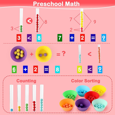 3-6 INIFEIDALA Montessori Toddler Learning Sorting Toys for Year Olds - Rainbow Stacking, Number & Bead Matching Games