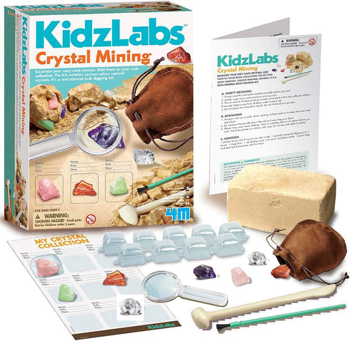 4M Kidzlabs Crystal Mining Kit, DIY Science Kit - Dig for Gem Stones for Ages 5+