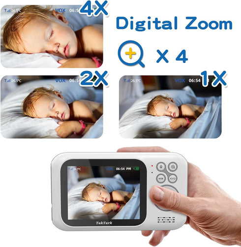 TakTark Baby Monitor with 3.2'' Color LCD Screen, 2 Way Audio, Night Vision, and Room Temperature Display