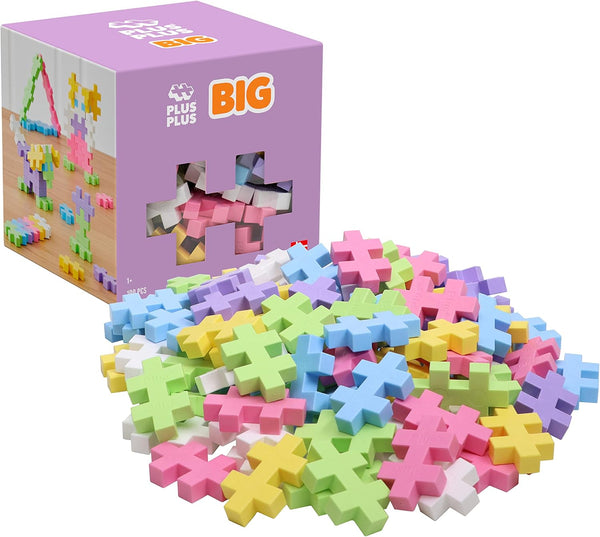PLUS PLUS Big Open Play Set, 100 Piece Pastel Color Mix, Construction Building Toy for Toddlers