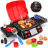 Kids Play Food Grill with Pretend Smoke Sound, Light Kitchen Playset BBQ Accessories for Toddler Girl Boy, 2-6 Year Old