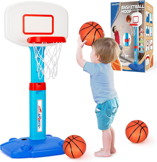 Adjustable Toddler Basketball Hoop Indoor for Age 1-3, Mini Basketball Hoop with 3 Balls for Outdoor Poolside, Birthday