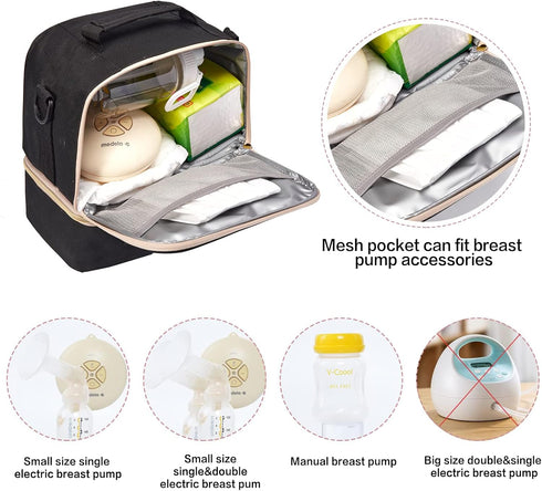 Breast Pump Bag Cooler Compartment for Breast Pump - Cooler and Moistureproof Bag Double Layer for Mother Breast Milk
