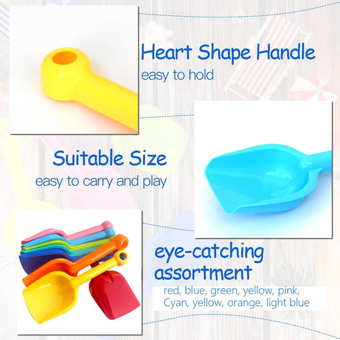 8 PackHeavy Beach Shovels for Kids Duty Plastic Sand Shovels Tools for ToddlersSpade Scoop Trowel Sand Toys for Kid