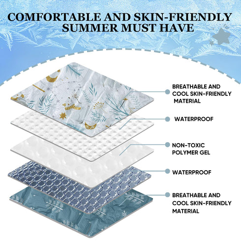 Miracle Baby Summer Babies(1-Pack) Gel Car Seat Cooling Pad, Reversible Cooler Mat for Stroller, Seat Liner