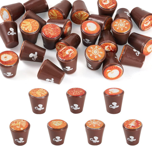 25Pcs Resin Mini Coffee Cups Miniature Kitchen Set Fake Drink Food Brown