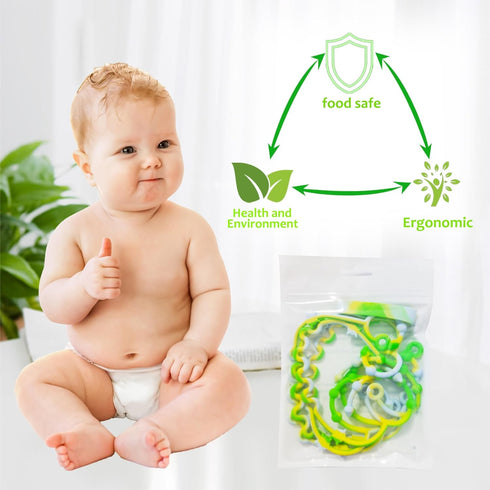 RTMOK Silicone Pacifier Clip for Baby Gear - Versatile Attachment for Car Seats, High Chairs, Strollers, and More