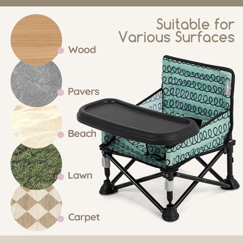 6-36 Toddler Booster Seat for Dining Table & Kitchen Chair - Portable Foldable with Removable Tray, Baby Camping Chair