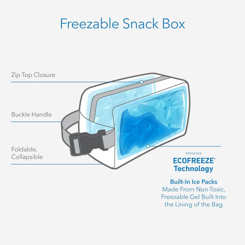 PackIt Freezable Snack Box, Charcoal Camo, Collapsible with ECOFREEZE Technology, Zip Closure and Buckle Handle