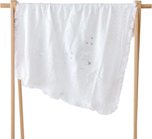 37x39 Booulfi Baby Christening Blanket Baby Blankets Neutral Newborn Essentials White Nursery Blankets Knitted Baptism