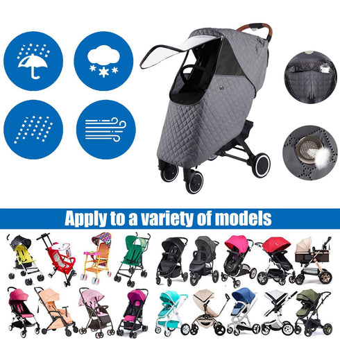 XGOPTS Baby Stroller Cold Weather Shield Winter Universal Windproof Stroller Rain Cover Protection Travel Baby Pram