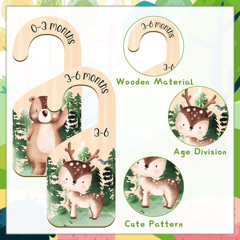 Closet 7PCS Closet 24 Animals Baby Dividers, Wooden Baby Clothes Dividers for Organizers, Newborn to Months Home