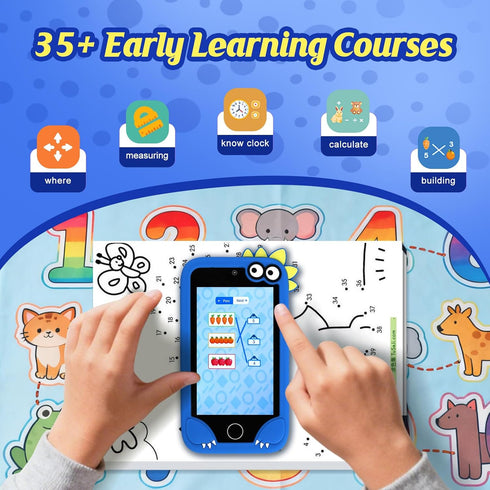 3-10 3.97" 200+ Kids Cell Phone Toy, Educational Learning Smart Phone for Toddlers Ages with Touch Screen, Dual Camera
