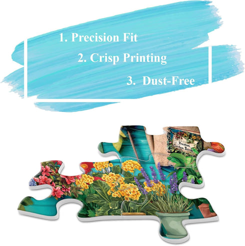 Flower Plant Gardening Puzzle, 1000 Piece for Adults, Spring Nature Garden Jigsaw Puzzle with Colorful Cabin