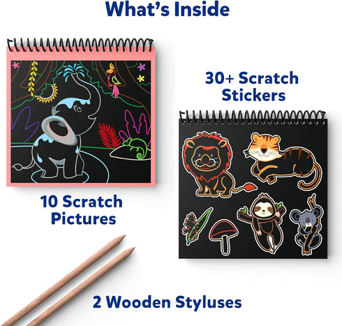 Skillmatics Magical Scratch Art Book for Kids - Animals, DIY Activity & Stickers, Gifts for Toddlers, Ages 3-8