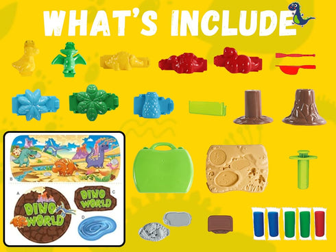 Dinosaur Color Dough Toys, 37 PCS Dino Theme Color Tools and Molds Accessories for Boys Girls Christmas Party Gift